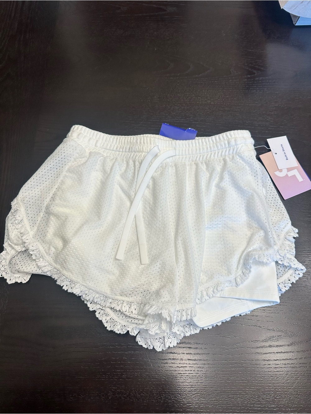 JoyLab White Lace-Trim Athletic Shorts
